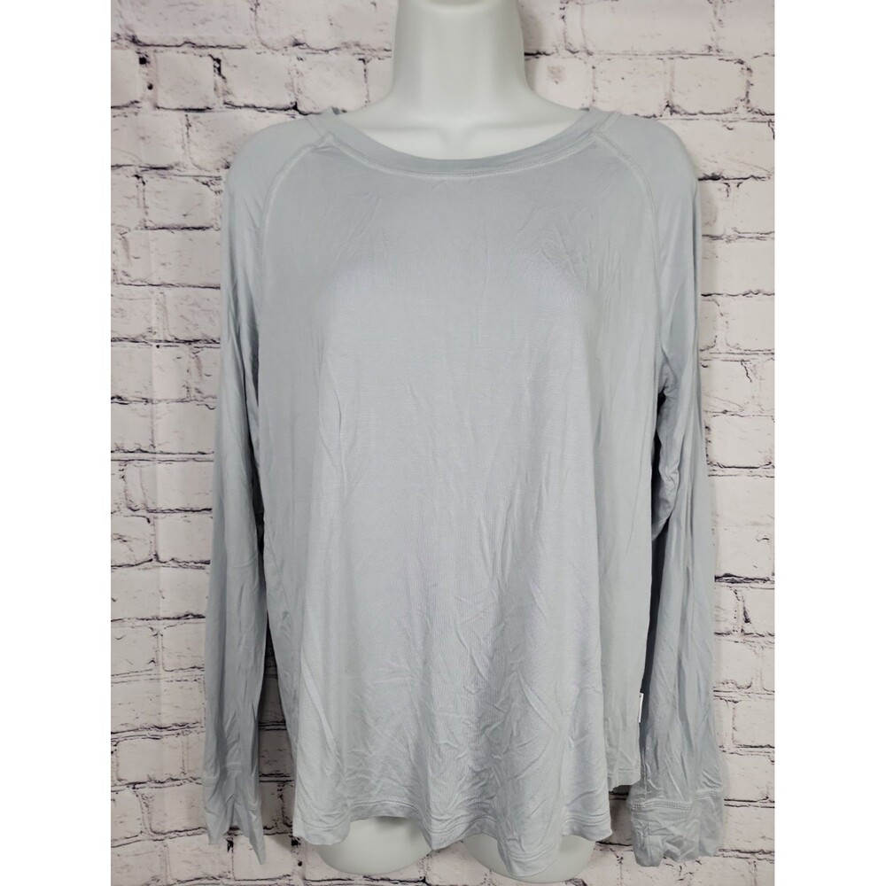 Boody Womens Long Sleeve Sleep Shirt Light Blue Size Large Soft Comfy